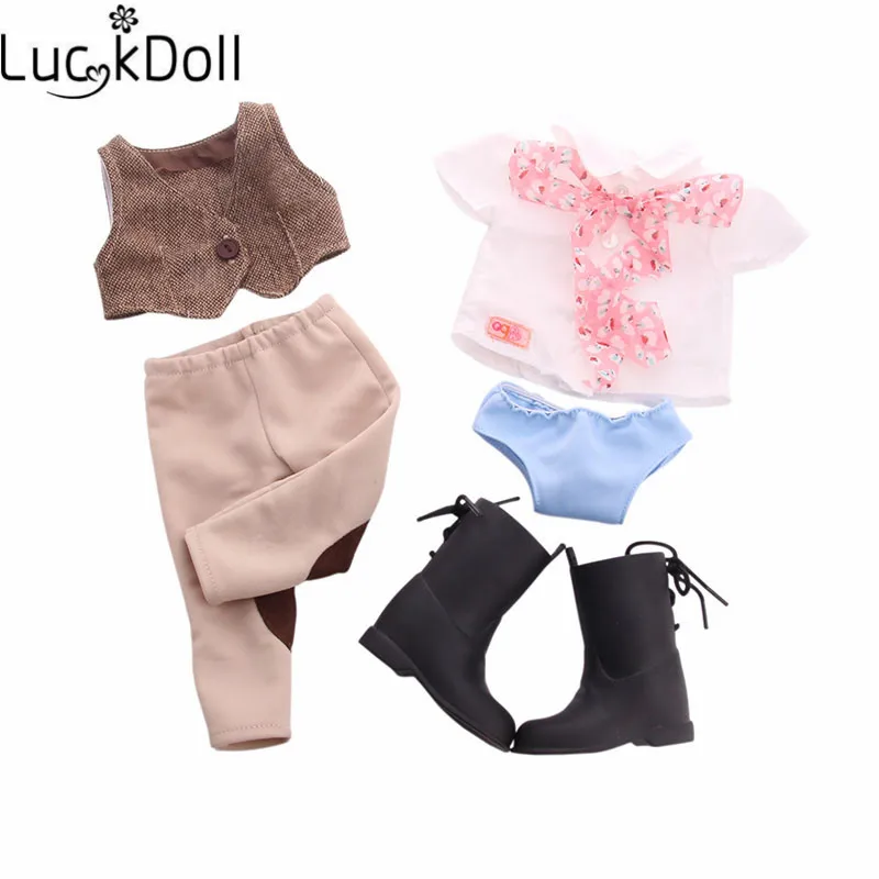 Luckdoll продает Новинка 18-дюймовые американских кукол и 5 комплектов кукольной одежды аксессуары Игрушки для Рождества