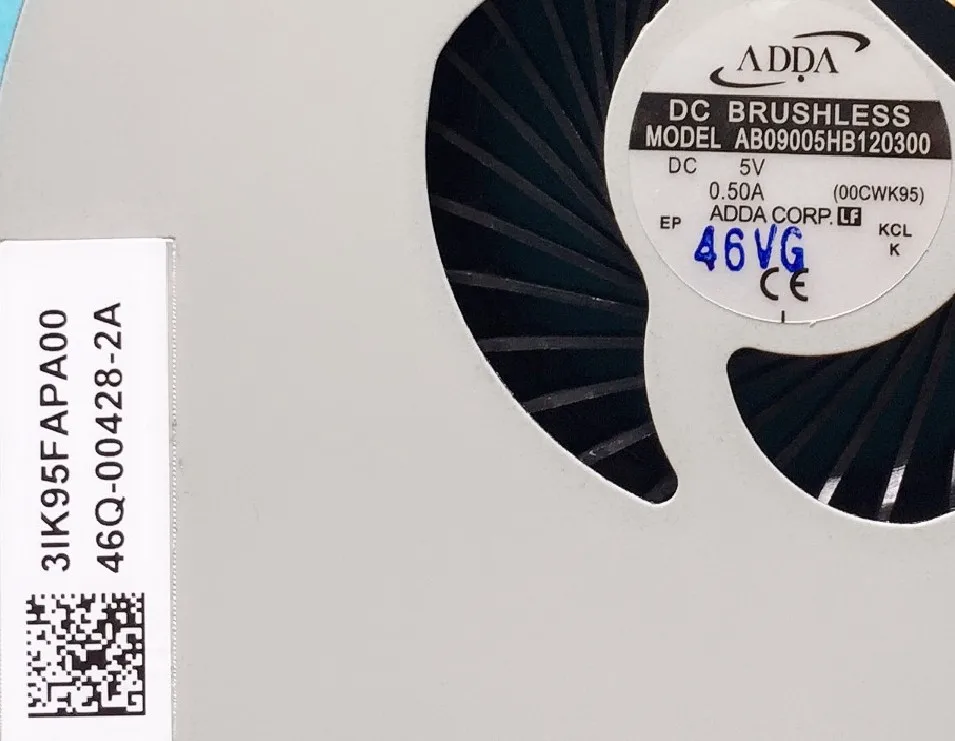 Вентилятор охлаждения процессора для ноутбука ADDA ab0900hb120300 00CWK95 DC 5V 0.50A 3IK95FAPA00