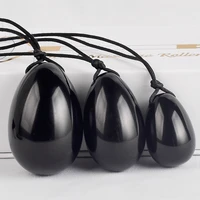 drilled yoni eggs black obsidian massage stones viginal muscle tightening reiki healing ben wa ball health care kegel exercise