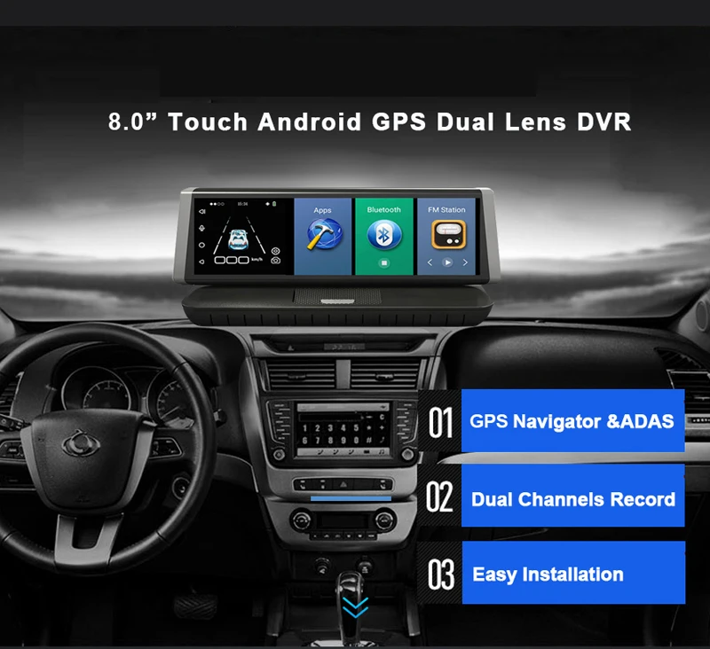 WHEXUNE 4G " сенсорный Android 5,1 Автомобильный видеорегистратор камера wifi gps Full HD 1080P видео рекордер двойной объектив ночного Видения мониторинг парковки