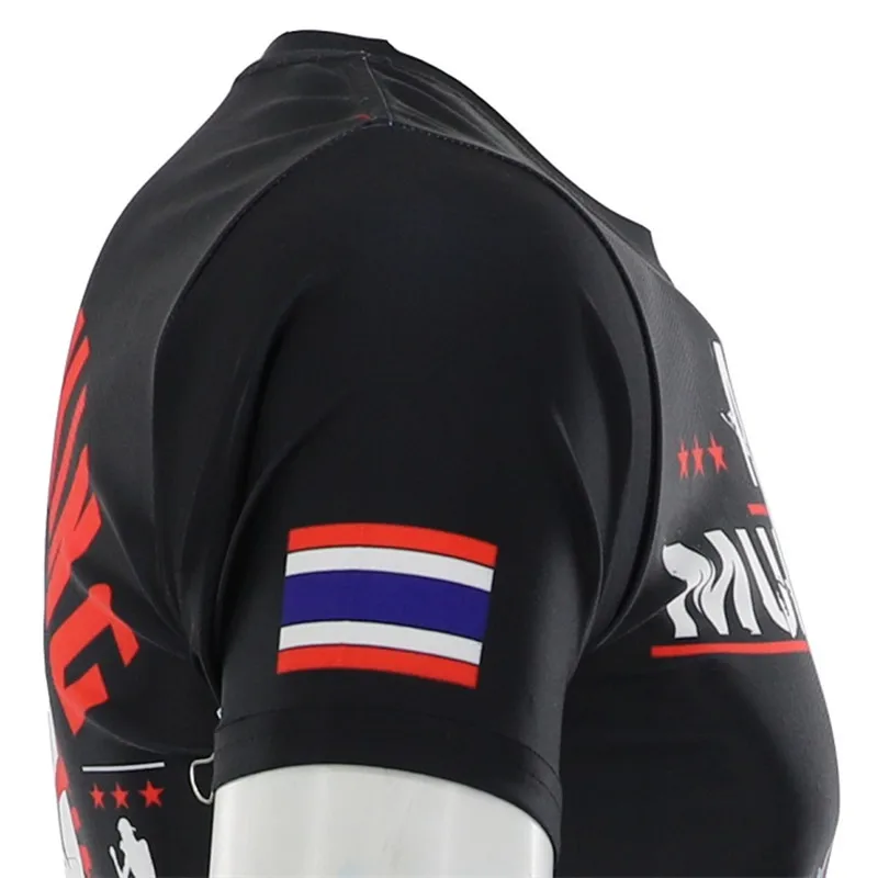 ROLLHO Рашгард MMA Muay Thai T костюм футболка с шортами с принтом эластичное сжатие BJJ MMA короткие боксерские Джерси Фитнес, тренажерный зал