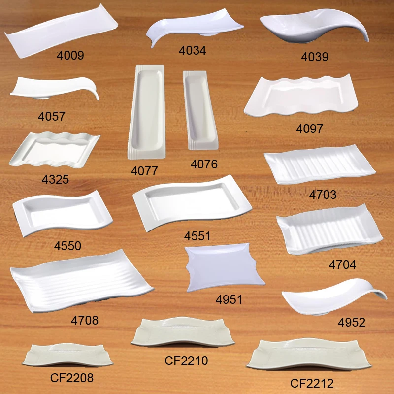 

Imitation Porcelain Melamine Dinnerware Dinner Plate Rectangle Wave Plate China Restaurant Melamine Dish A5 Melamine Tableware