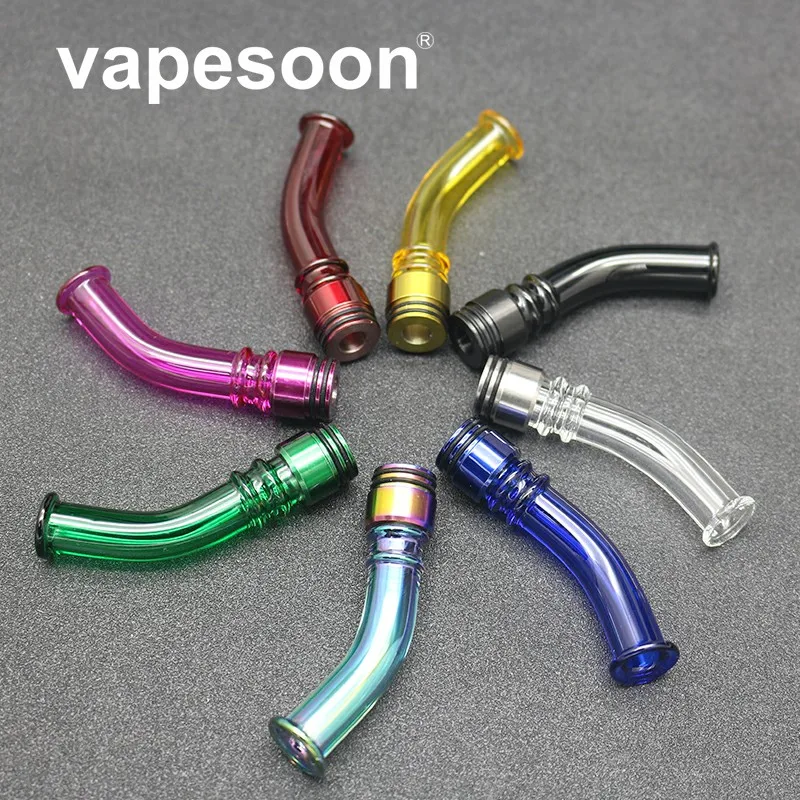 

30pcs Colorful Long 810 drip tip glass pipe mouthpeces Clear Bending drip tips for TFV8 /TFV8 Big Baby/TFV12 Atomizer
