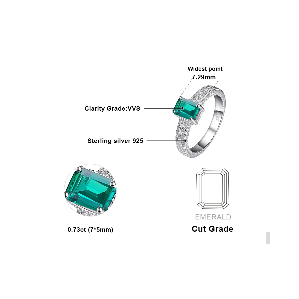 Jewelrypalace Изумрудный Cut 0.9ct Nano России имитация себе кольцо стерлингового серебра 925