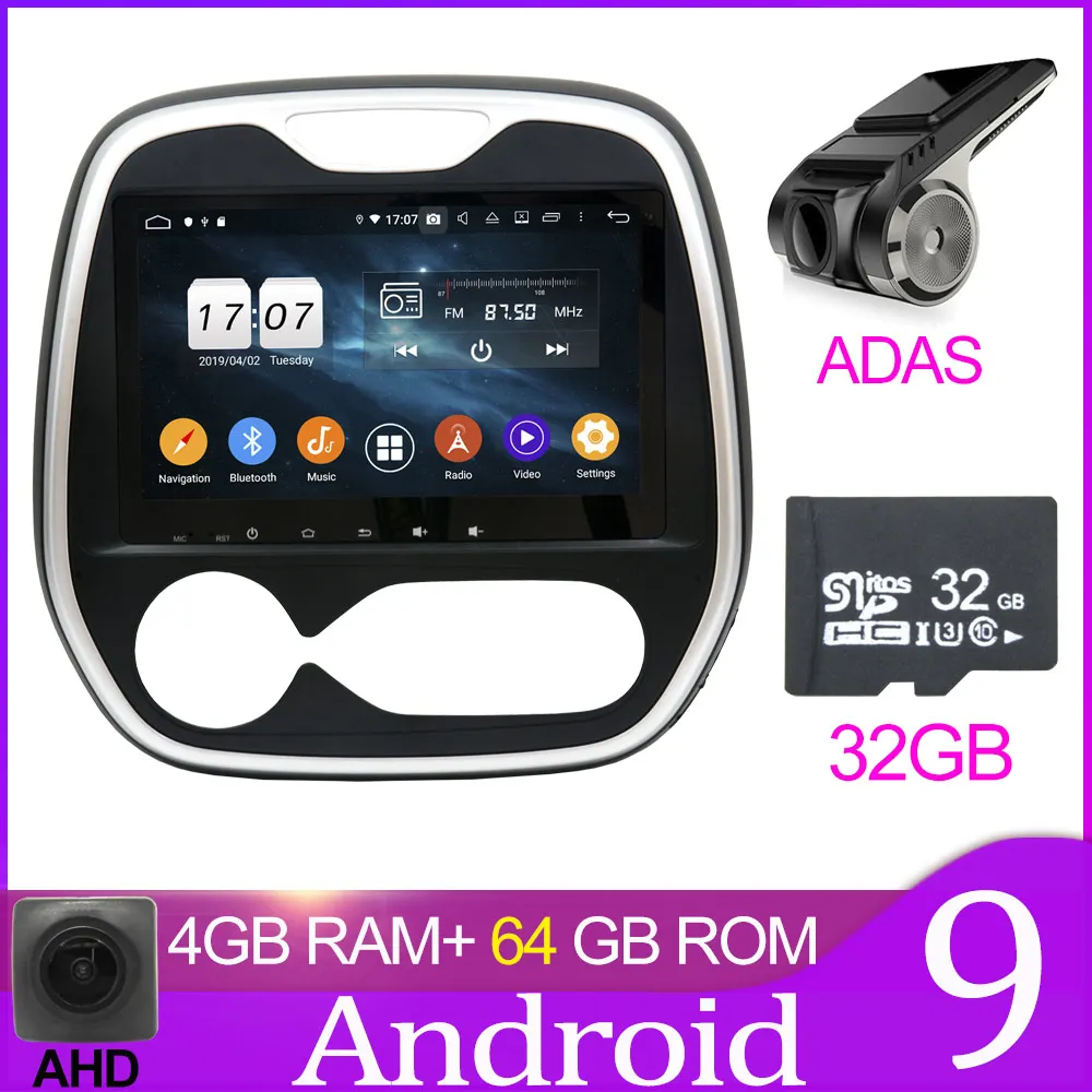 AT 64GB with ADAS Owtosin автомобильный Радио мультимедийный видео плеер навигация gps Android 9,0 для Renault Captur 2013- автомобиль 4 Гб ram 32 Гб rom - Цвет: AT 64GB with ADAS