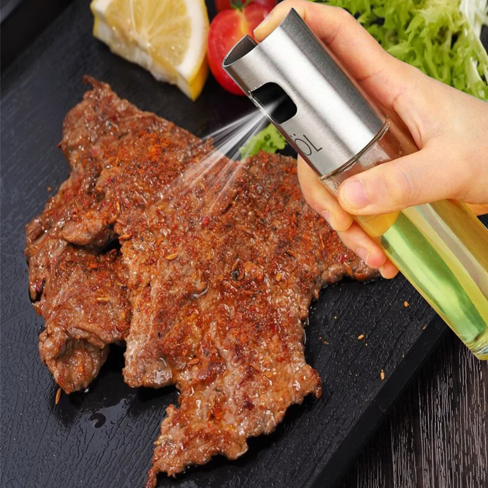 Стеклянный насос бутылка для распыления оливкового масла со шкалой кухонные