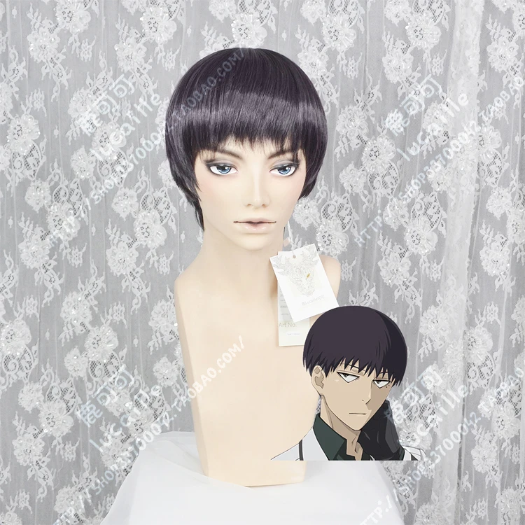

Аниме Tokyo Ghoul Urie Kuki Косплей парики короткие черные термостойкие синтетические волосы парик + парик