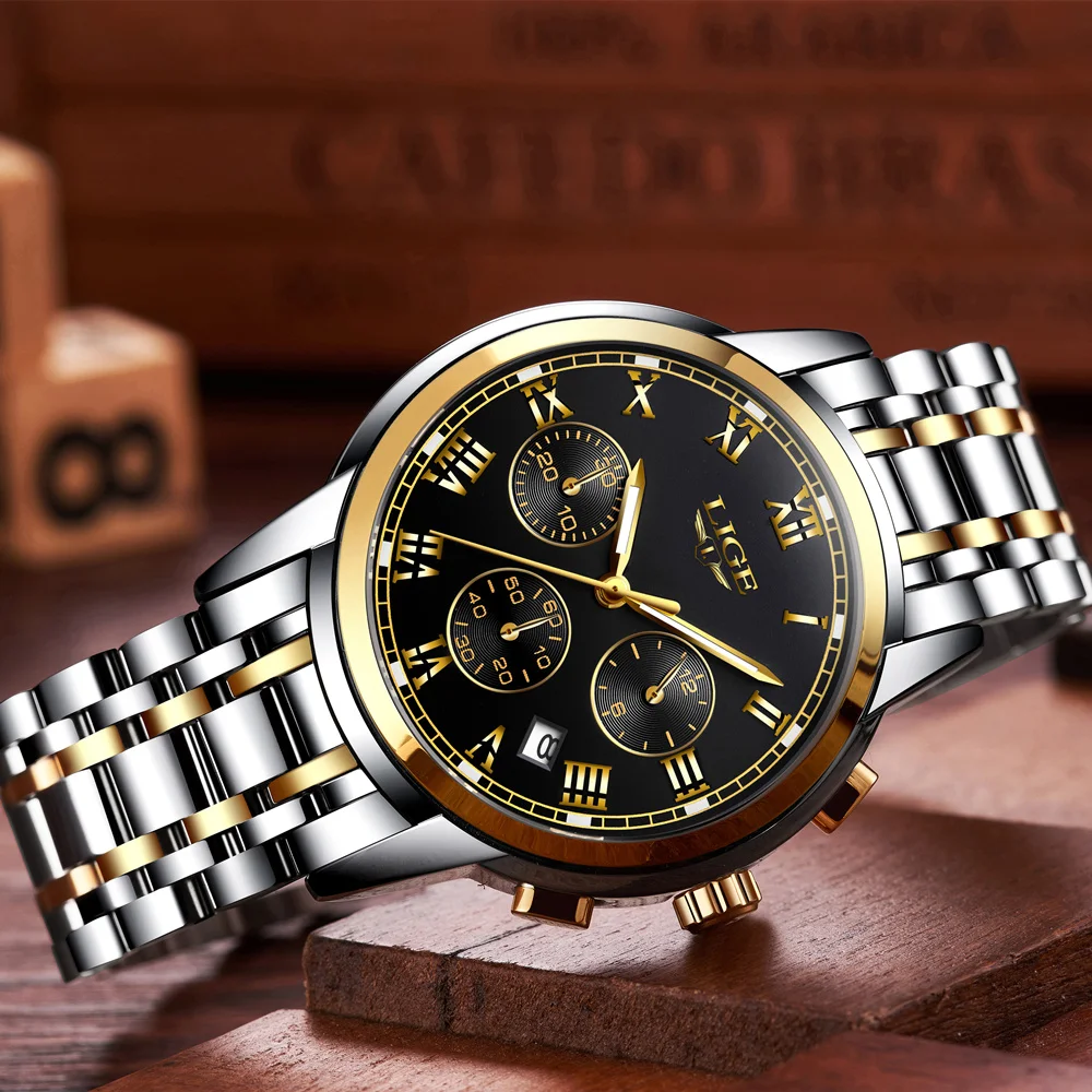 Роскошные мужские кварцевые наручные часы с хронографом часы|masc| |
