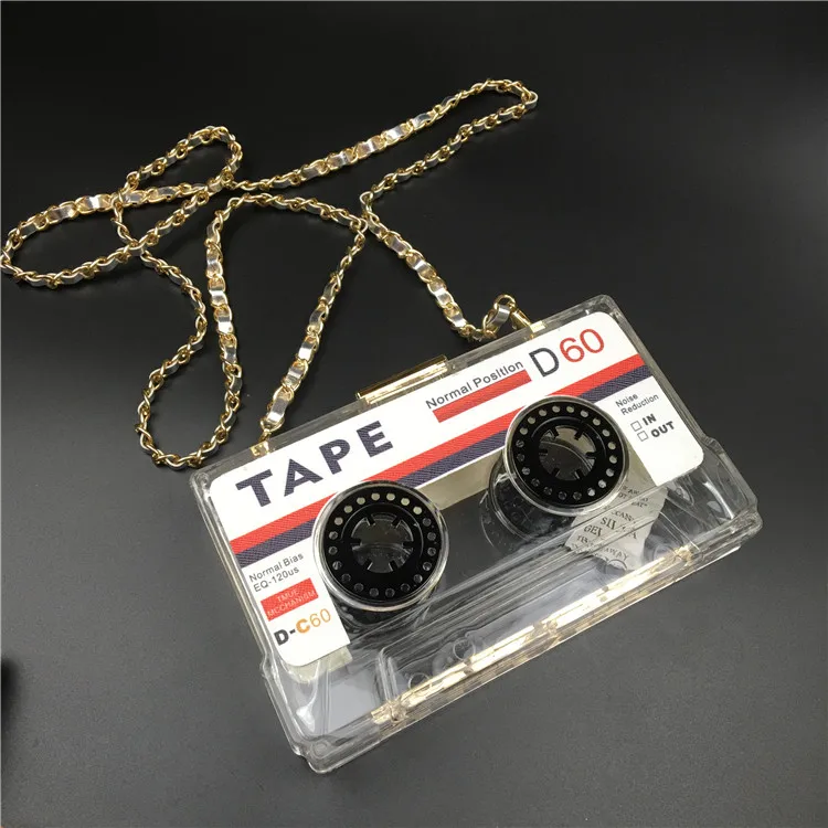 Audiotape вечерняя сумка, дизайнерская, персонализированная, прозрачная, на лентах, кассет, дневной клатч, сумка-мессенджер, дамская сумочка, вечерние сумочки