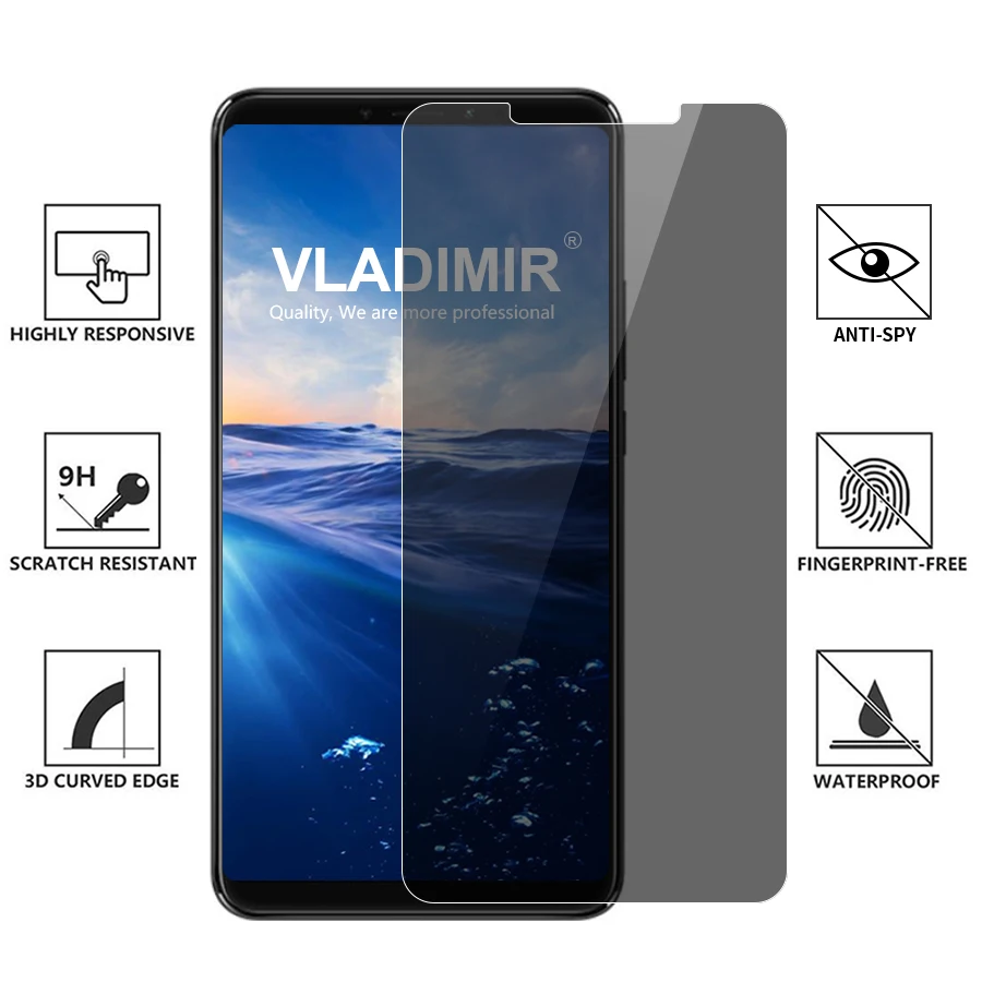 Vladimir Privacy Анти-шпионское закаленное стекло для Xiaomi Mi Mix 3 2s 2 Evo Защитная пленка