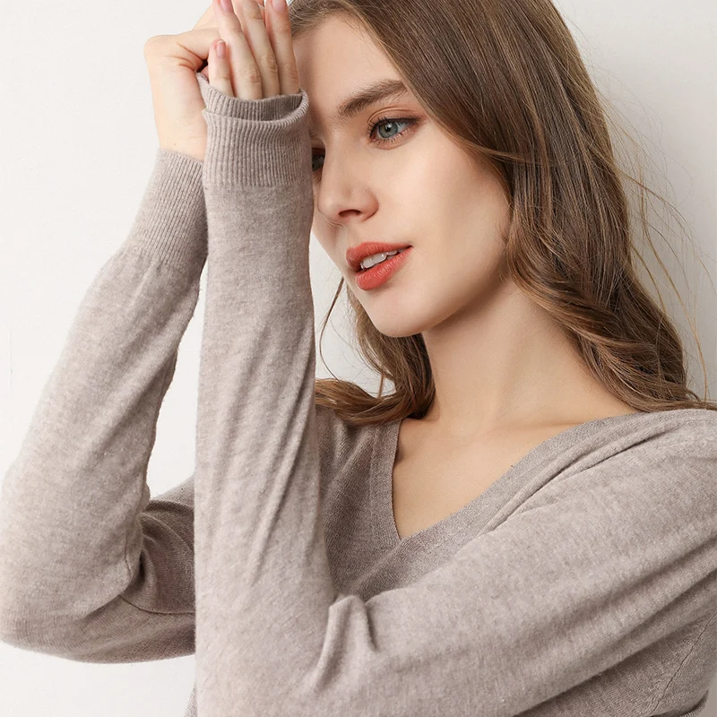 New autumn spring fashion women sexy v-neck knitted sweater pullover long-sleeved top cashmere | Женская одежда