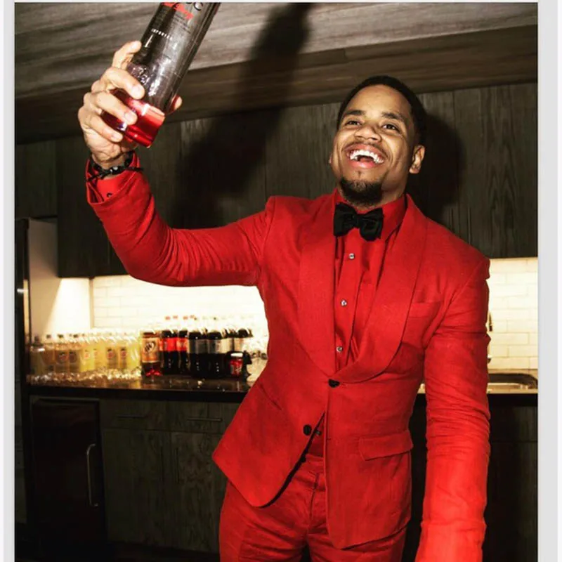 Новинка 2020 дизайнерский Красный мужской костюм деловые приталенные костюмы