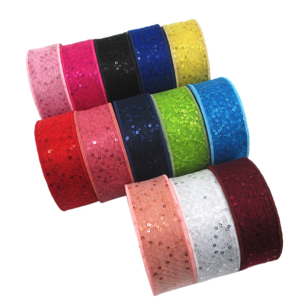 Вечерние аксессуары из органзы с блестками 25 мм или 42 ярдов yc2546|gauze ribbon|ribbon yardsribbon |
