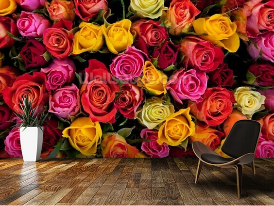 Пользовательские Современные обои красная роза 3D фото для гостиной ресторана