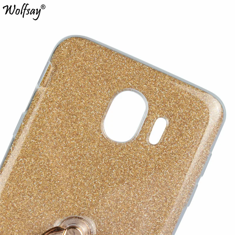 Luxury Bling Glitter Case For Samsung Galaxy J4 2018 Cover Soft TPU Ring Holder Phone Shell J400 |