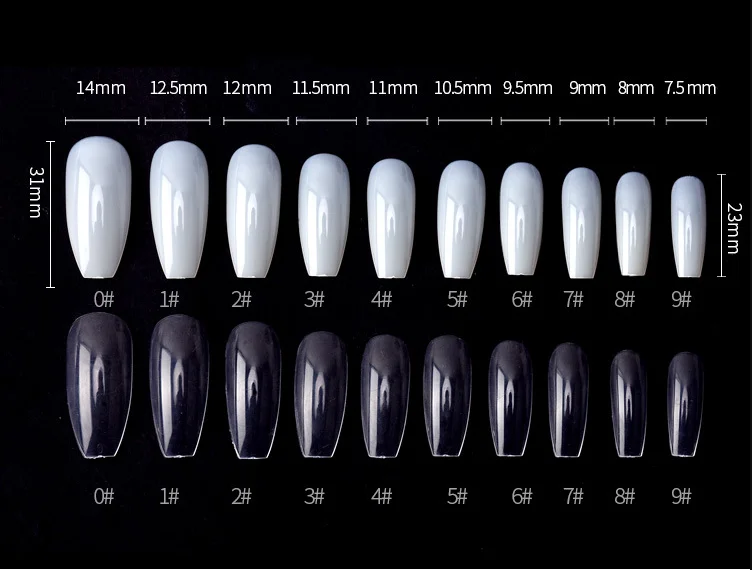 500 шт./пакет балерина Nail Art Советы прозрачный/натуральный накладные ногти гроб искусственные ногти полное покрытие маникюр французские накладные ногти