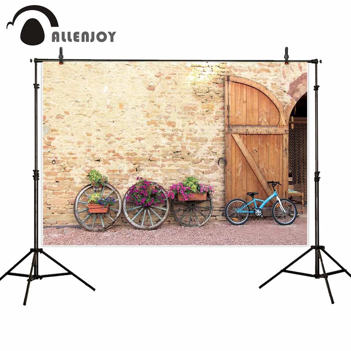 Allenjoy фоны для фотостудии Свадьба кирпичная стена цветы велосипед колеса