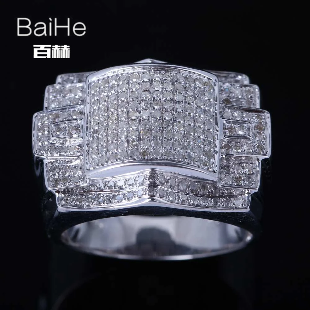 BAIHE подлинной стерлингового серебра 925 0.8CT H/SI Круглый Природные АЛМАЗЫ Свадьба
