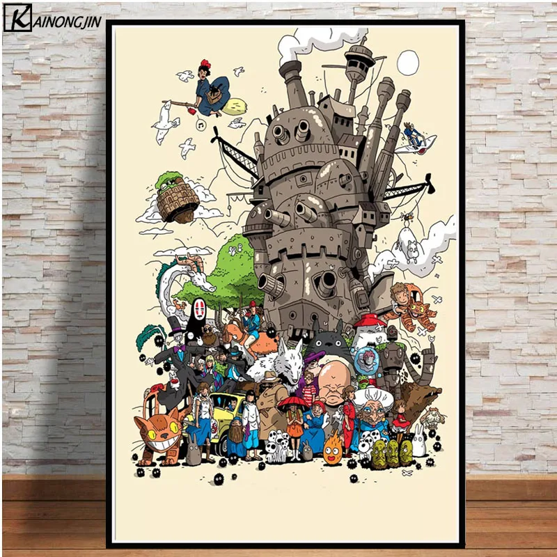 018 Студия Ghibli дань плакат Тоторо Принцесса Горячая Аниме стены искусства холст живопись плакаты и принты комнаты декоративный домашний декор - Цвет: 018