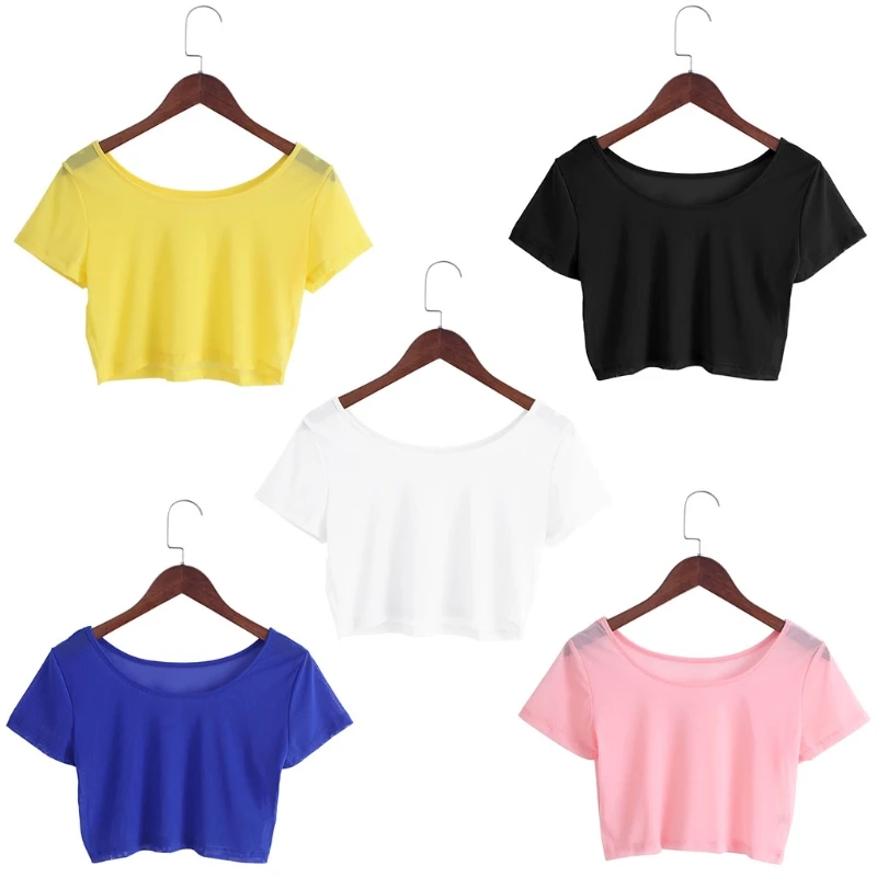 5 видов цветов женские полупрозрачные сетчатые укороченные топы для девушек