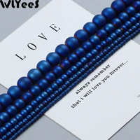 wlyees matte plating blue round hematite beads 2 10mm natural stone ball loose beads for jewelry bracelet making diy accessories