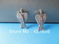 15pcs antique silver toneantique bronze cabinet cute double angel wing pendant charmfindingdiy accessory jewellery