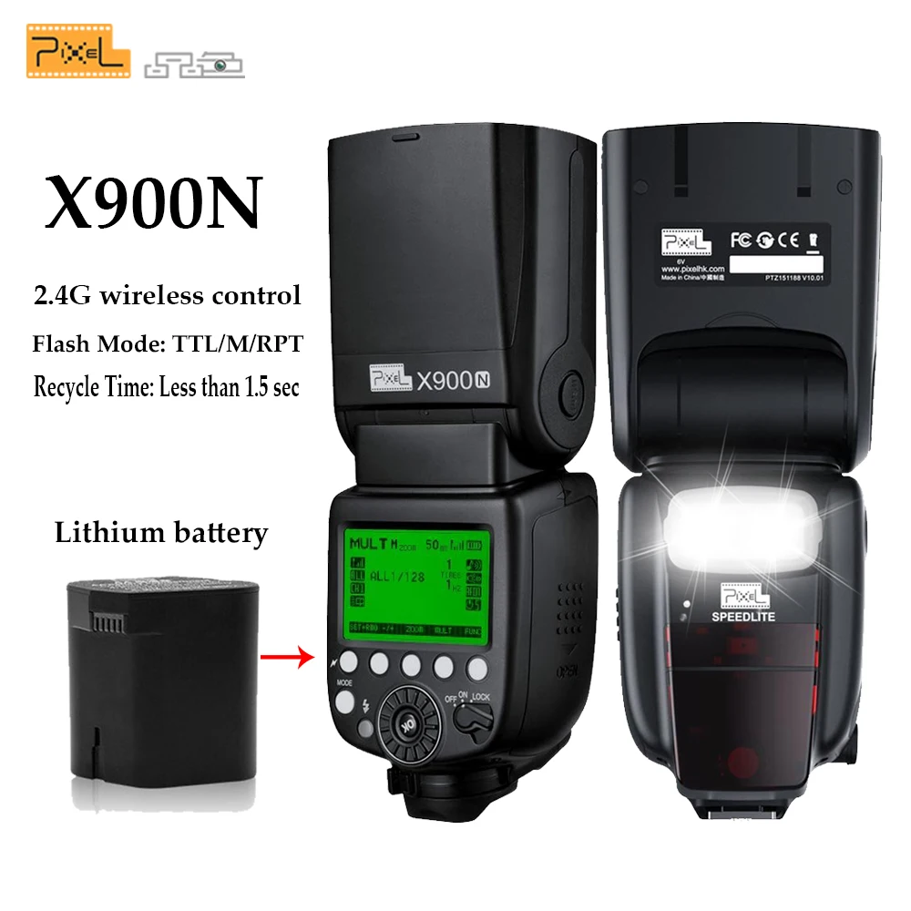 Pixel X900N X900 TTL 2 4G HSS Беспроводная многофункциональная Литиевая Батарея Вспышка