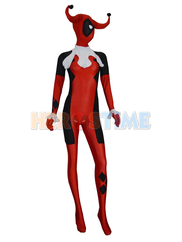 Дэдпул Харли Квин на заказ лайкра спандекс супергерой zentai костюм|spandex fabric|costume