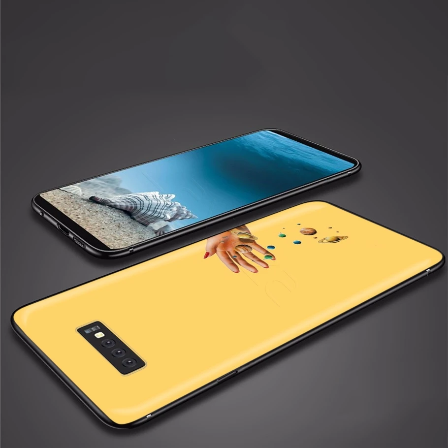 Эстетичный желтый чехол с рисунком маслом для Samsung Galaxy S20 S10 S9 S8 S7 S6 Plus Note 9 8 M30 M20 M10