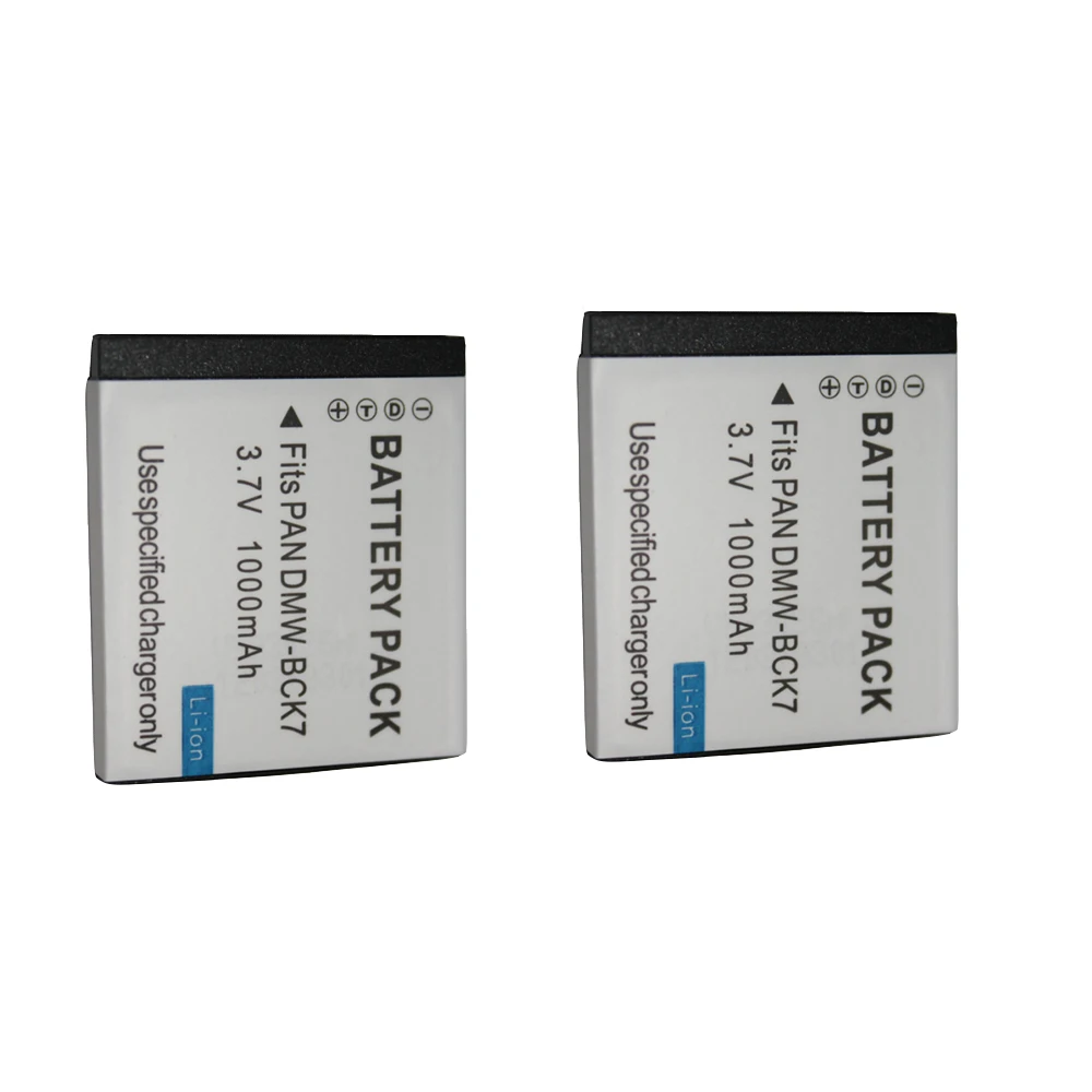 

2Pcs/lot 1000mAh DMW-BCK7 NCA-YN101G BCK7 Camera Battery for Panasonic Lumix DMC-FS28 DMCFH2 DMC FH4 FH5 FH6 FH25 FH27 FP5 FT30