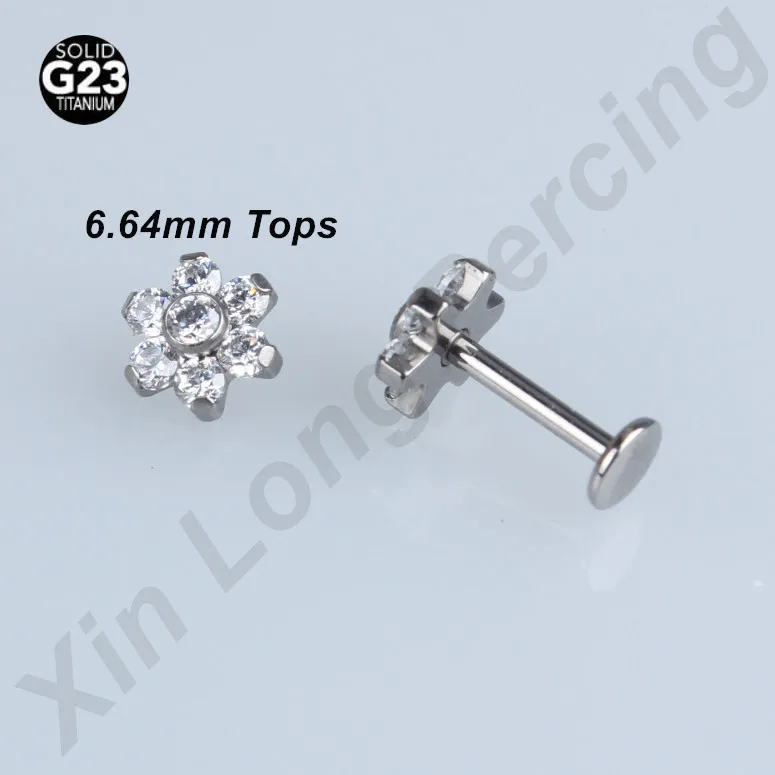 G23 Титан с украшением в виде кристаллов Циркон внутренней резьбой 16g губная