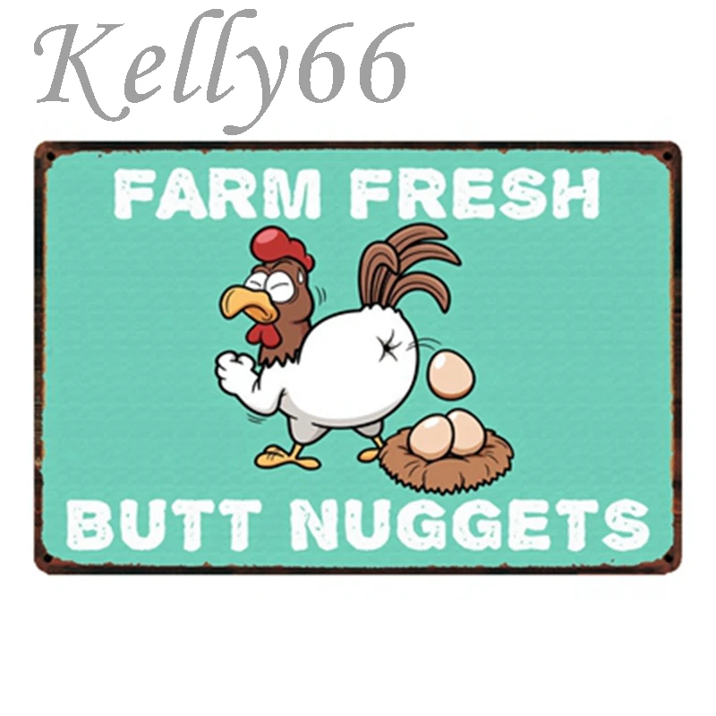 

[ Kelly66 ] BUTT NUGGETS EGGS Funny Metal Sign Home Decor Gift Wall Craft Art Painting 20*30 CM Size y-1439