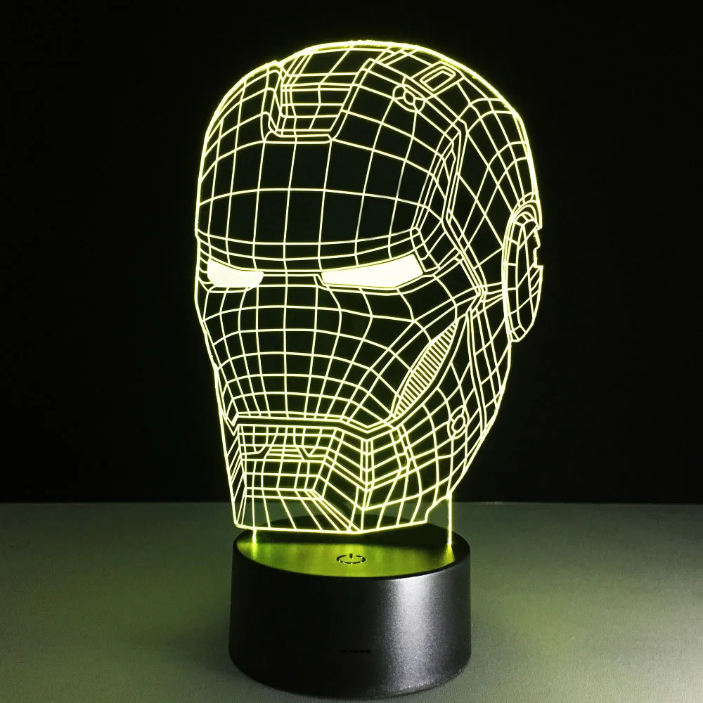 Железный человек светодиодная настольная лампа 3D Оптическая иллюзия ночник