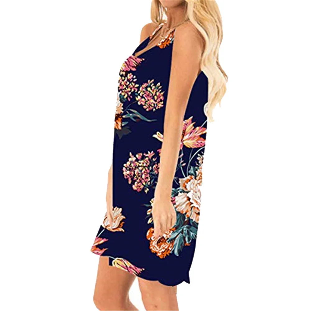 Модное с лямками женское платье женские пляжные летние v образным вырезом