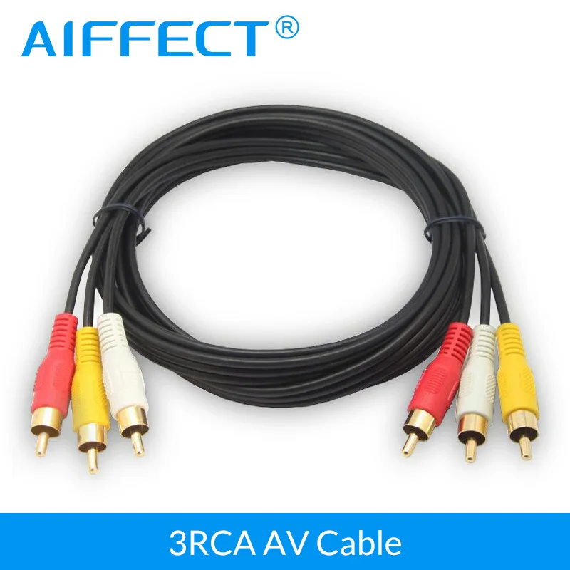 AIFFECT позолоченный высококачественный 3 RCA на кабель Папа папа DVD Аудио Видео ТВ АВ