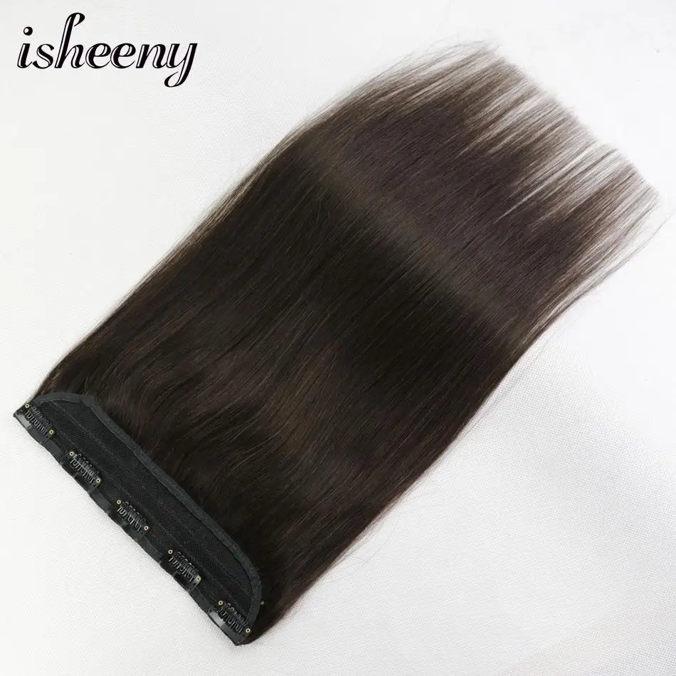 Isheeny, 14 дюймов, 18 дюймов, 22 дюйма, 1 шт., бразильские заколки для волос, Tic Tac, 5 клипов, remy, прямые волосы на заколках для наращивания