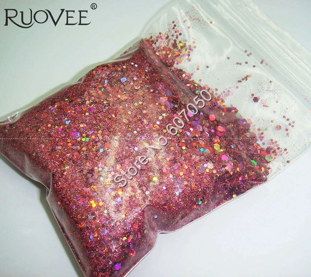 

Holographic Laser Rose Pink Color Nail Glitter Mix Hexagon Paillette Spangle Powder Shape for DIY Nail Art Makeup Glitter Craft