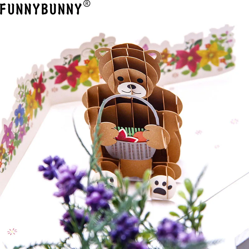 FUNNYBUNNY 3D лазерная резка всплывающая бумага ручной работы день рождения праздник