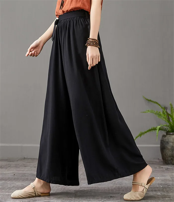2020 Женские повседневные свободные брюки с широкими штанинами женские элегантные
