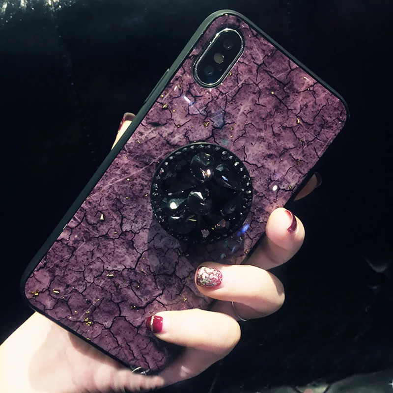 Роскошный силиконовый чехол с алмазным мраморным блеском для iphone 7 8 6 5s plus X XR XS MAX