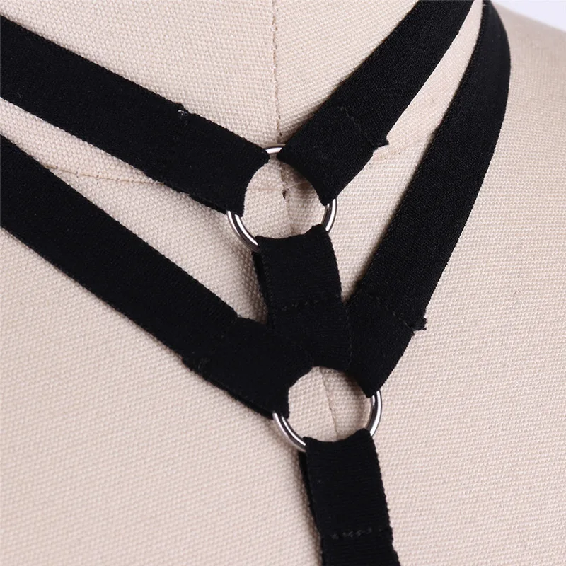 Simple Women Sexy Body Harness Garter Belt Gothic Bust Bondage Bra Elastic Adjustable Suspender Straps Bras LJH0006 | Женская одежда
