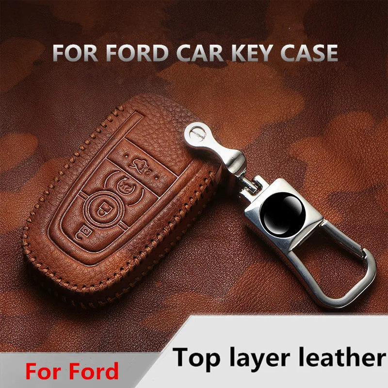 Автомобильный стиль кожаный брелок кольцо чехол держатель для Ford EcoSport 2018 ключ 4