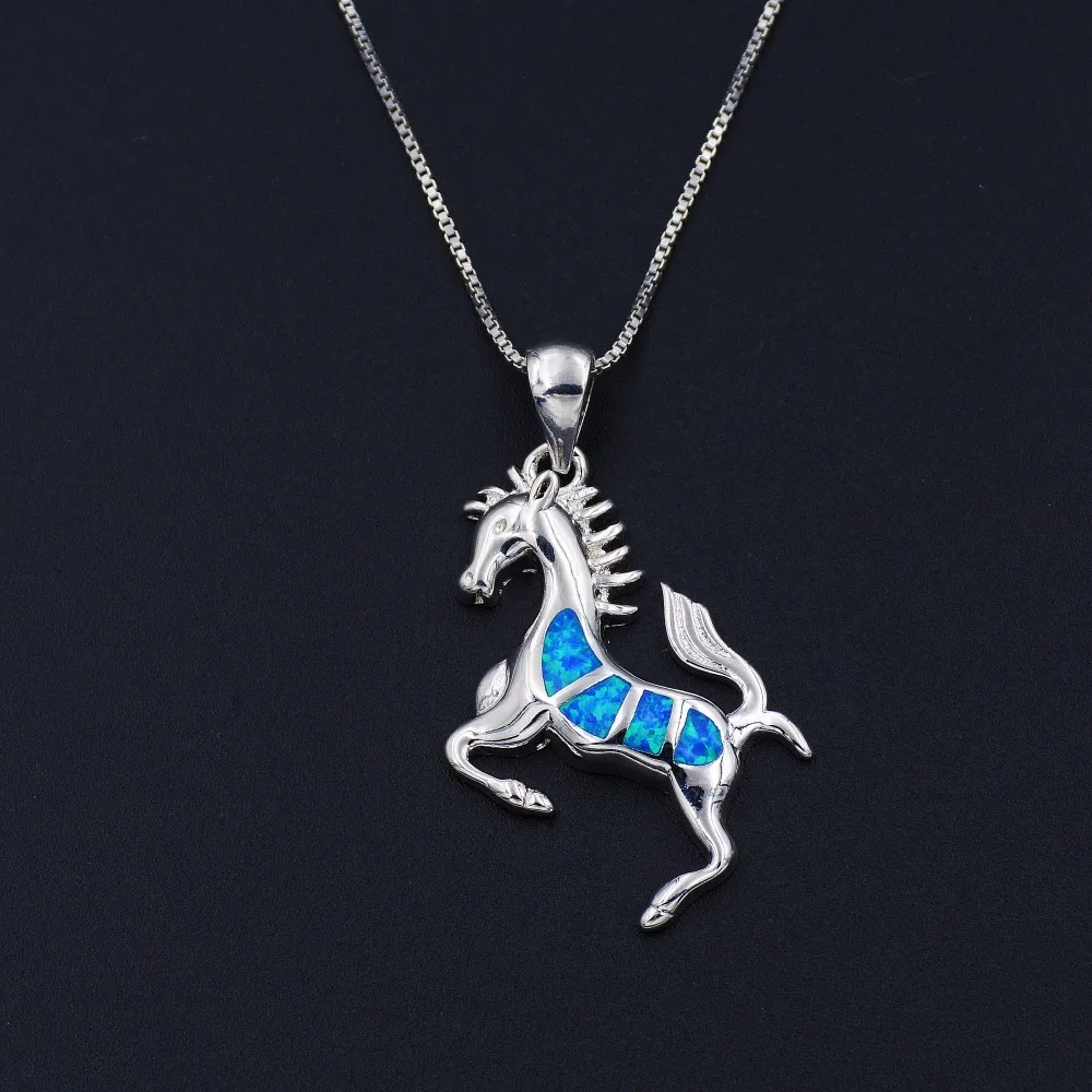 Ожерелье с подвеской голубым огненным опалом|pendant necklace|necklace horsehorse necklace pendant |