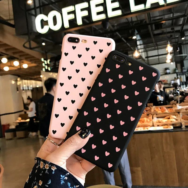 OLOEY для iPhone 6 6S 7 8 Plus задняя крышка тонкий милый Жесткий ПК чехол с милым сердцем X XR