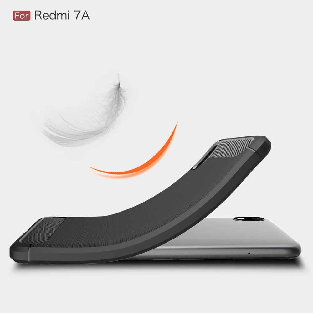 For Xiaomi Redmi 7A Case on 5.45 inch Brushed Carbon Fiber Protective for 7 A Cover | Мобильные телефоны и аксессуары