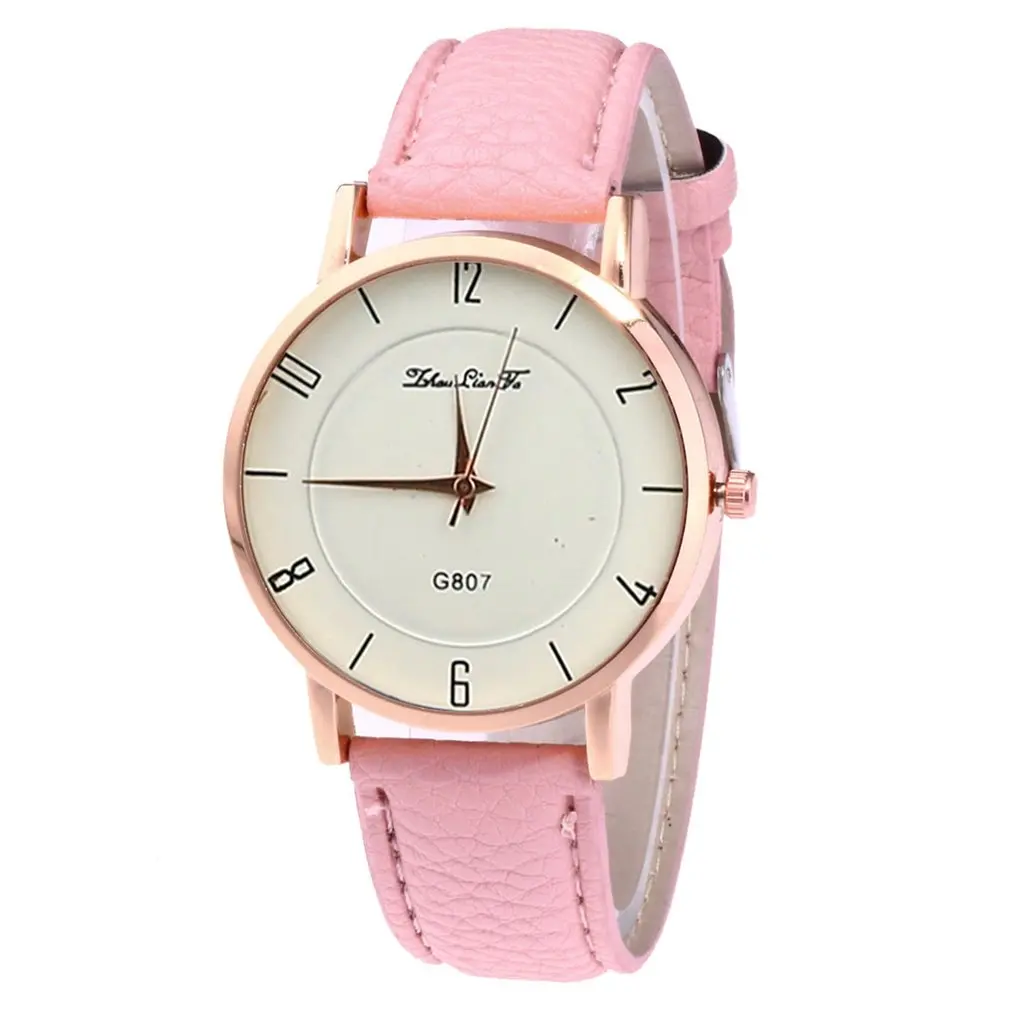 Модный кожаный ремешок кварцевые часы Роскошные мужские и женские G807 MA|Женские