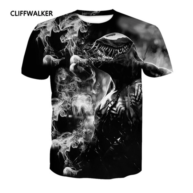 DropShipping Summer Autumn T-shirt Venom 3D Printing Short-sleeved Round Neck Pocket Pullover For Men's Women's Plus Size Tops |