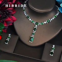 hibride briliant jewelry sets for women luxury green aaa cz necklace set wedding dress accessories party show wholesale n 464