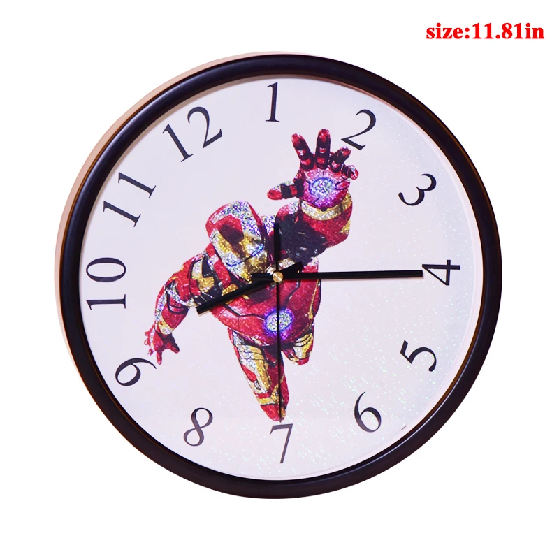 2019 мультфильм Железный человек на батарейках Настенные часы круглый современный
