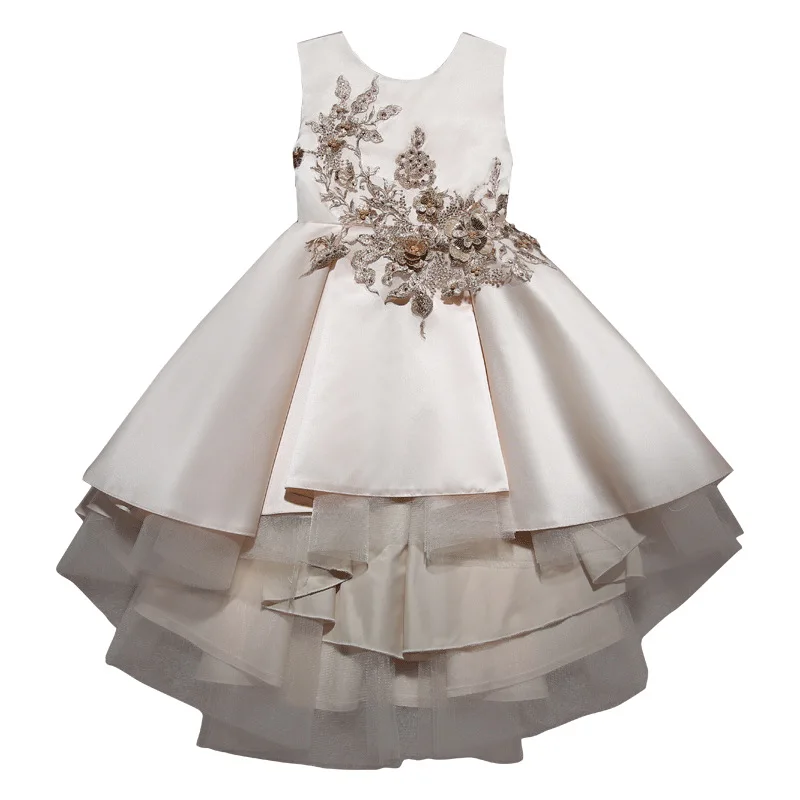 2019 New Children's Dress Female Round Neck Simple Delicate Embroidery Petal Princess | Детская одежда и обувь